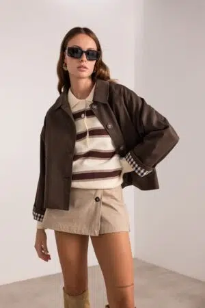 מעיל ארוך בגזרת אוברסייז Maddy | חום