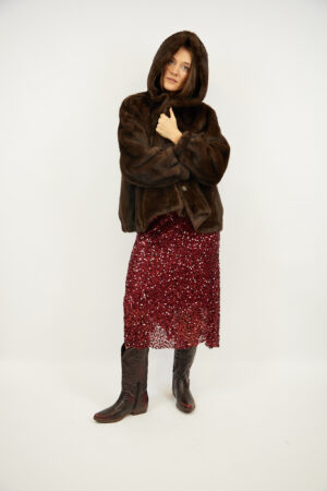 מעיל דמוי פרווה Assia | חום – SJ-9506-2-BLACK