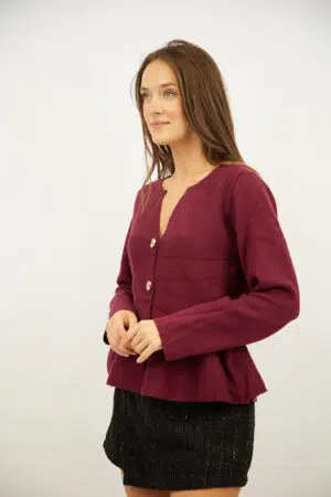 סריג עם כפתורים מוזהבים Emma | ורוד