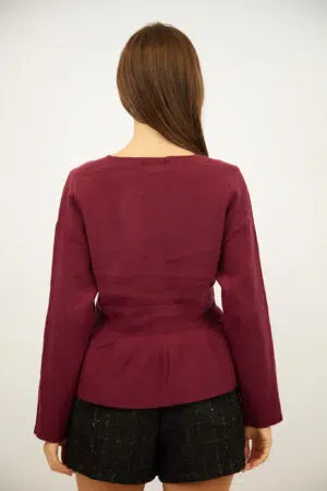 סריג עם כפתורים מוזהבים Emma | ורוד