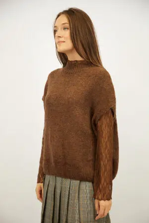 סריג עם תחרה Sarah | קפה