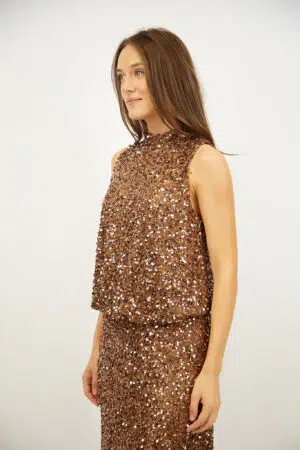 גופייה בעיטור פאייטים Victoria | שוקו