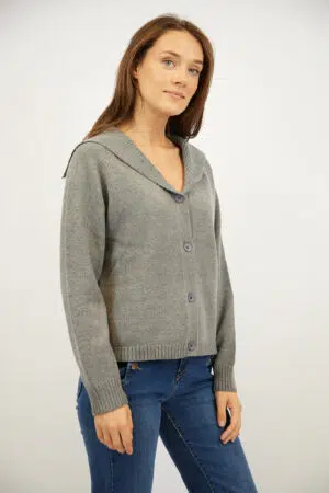קרדיגן בסריגה עדינה Lola | אפור