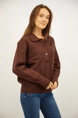 סריג עם כפתורים וצווארון פולו Adèle | חום