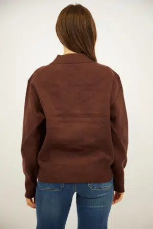 סריג עם כפתורים וצווארון פולו Adèle | חום