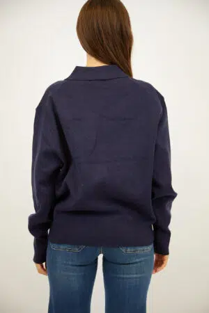 סריג עם כפתורים וצווארון פולו Adèle | נייבי