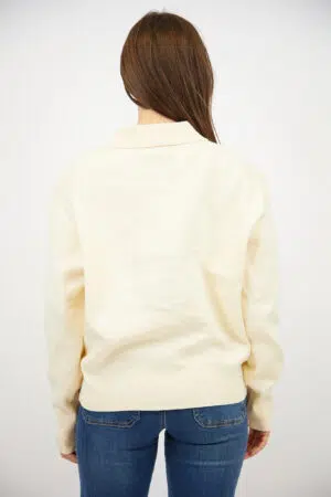 סריג עם כפתורים וצווארון פולו Adèle | בז