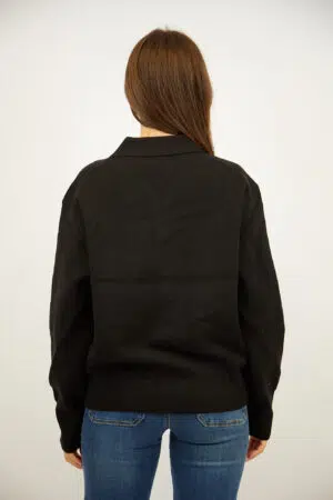 סריג עם כפתורים וצווארון פולו Adèle | שחור