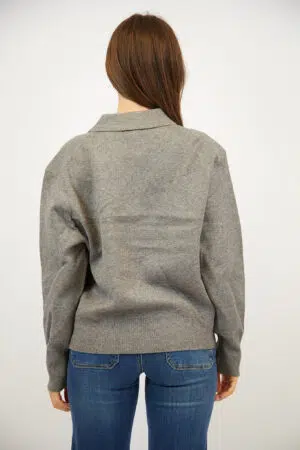 סריג עם כפתורים וצווארון פולו Adèle | אפור