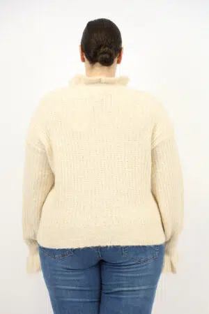 סריג עם שורות תחרה Julie | בז