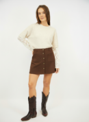 חצאית מיני Shira | קפה – ML-M260-2283-CAFE