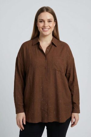 חולצה נצנצים Amélie | חום – CHR-F629-BROWN