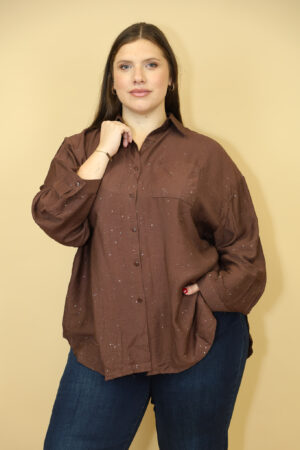 חולצה נצנצים Amélie | חום – CHR-F629-BROWN