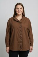 חולצת עם תחרה Sylvie | חום – CHR-F660-BROWN