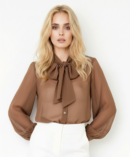 חולצת שיפון אלגנטית Iris | קפה – JSM-CH3532-CAFE