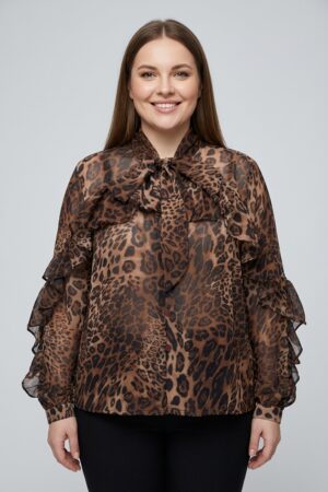 חולצת שיפון מנומרת Elisa | קפה – JSM-CH3627-CAFE