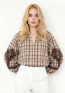 חולצת הדפס מצבצות Élodie | קפה – JSM-TOP3513-CAFE