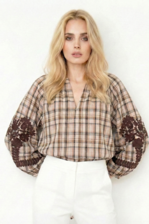 חולצת הדפס מצבצות Élodie | קפה – JSM-TOP3513-CAFE