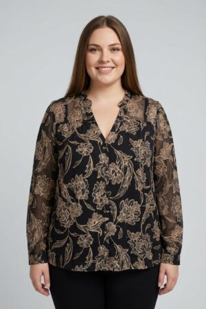 חולצה הדפס Charlotte | שחור – ML-1052-5-2193-BLACK