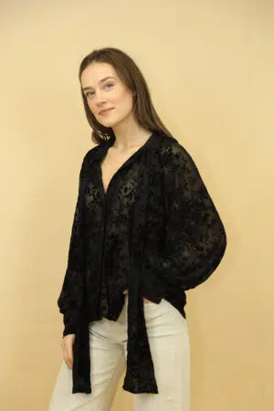 חולצת שיפון אלגנטית Élodie | שחור