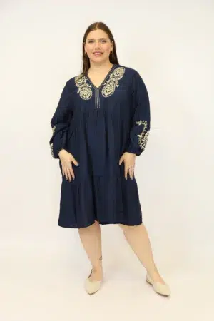 שמלה עם תחרה Marie | כחול – CHR-D07-BLUE
