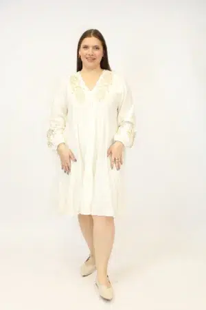 שמלה עם תחרה Marie | לבן – CHR-D07-WHITE