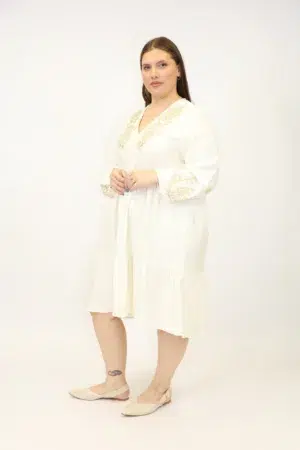 שמלה עם תחרה Marie | לבן