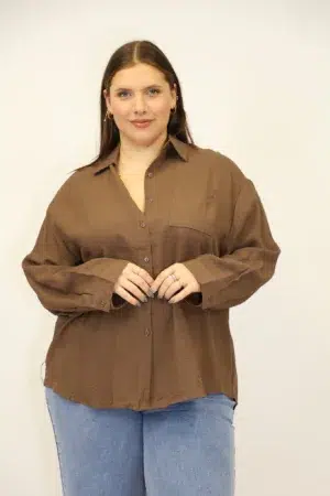 חולצת קלאסי Lydia | חום – CHR-F637-BROWN