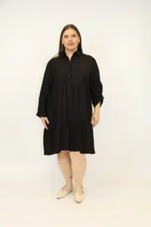 שמלה כפתורים Laurie | שחור – CHR-R543-2-BLACK