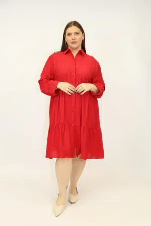שמלה כפתורים Laurie | אדום – CHR-R543-2-RED