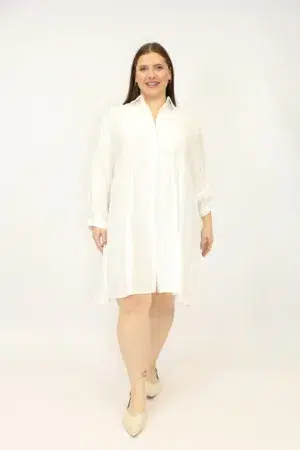 שמלה כפתורים Laurie | לבן – CHR-R543-2-WHITE