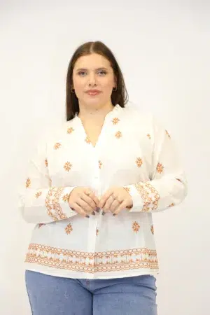 חולצה תחרה Karine | בז – ML-1052-5-2239-BEIGE