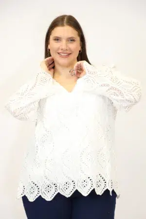 חולצה תחרה Line | לבן – ML-M1162-5-2330-WHITE