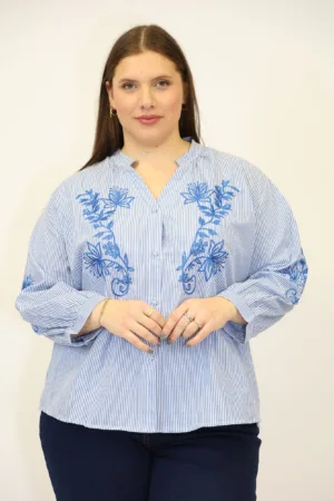 חולצה תחרה Isabelle | כחול – ML-M1168-5-1251-BLUE