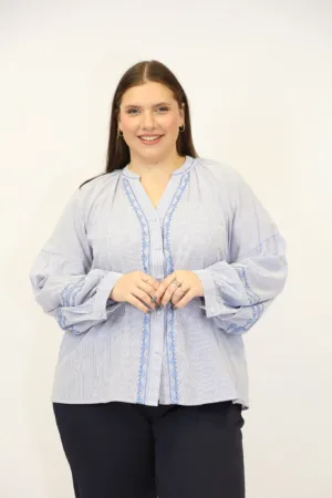 חולצה תחרה Jennifer | כחול – ML-M1195-5-2500-BLUE