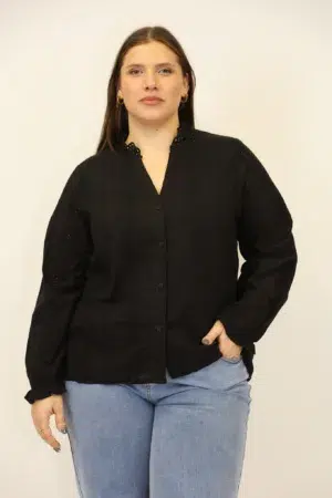חולצה תחרה Eve | שחור – ML-M232-5-1620-BLACK