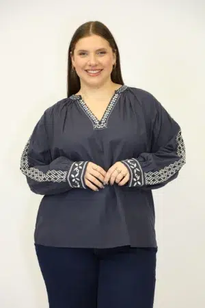 חולצה Laura | כחול – ML-M358-5-1758-BLUE