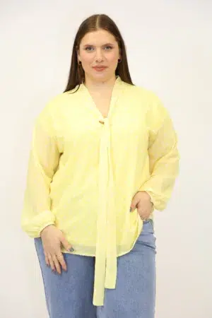 חולצה נקודות Jessica | צהוב – MLY-6737-YELLOW