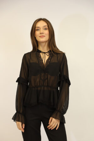 חולצה תחרה Annie | שחור – MM-M7439-5-BLACK