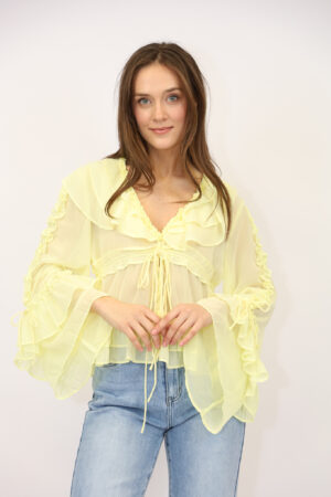 חולצה תחרה Brigitte | צהוב – MM-M7485-4-YELLOW