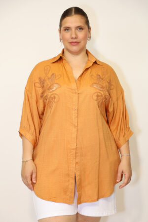 חולצת עם רקמה Anaëlle | כתום – CHR-B338-ORANGE