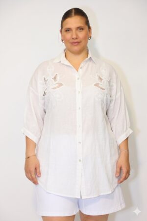 חולצת עם רקמה Anaëlle | לבן – CHR-B338-WHITE