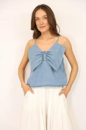 חולצה גינס עם קשר Lise | כחול – CHR-TOP3661-BLUE
