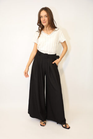 מכנסיים עם חגורה Margaux | שחור – IV-PR90426-BLACK