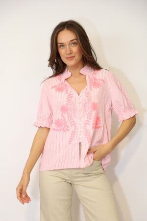 חולצה רקמה Armelle | ורוד – JSM-CHR5119-ROSE
